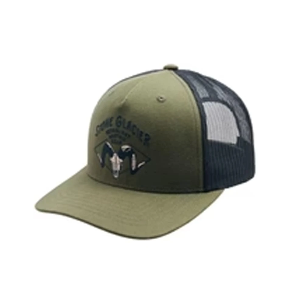 Stone Glacier SG Ram Skull Trucker Hat Army Green OSFM 60248-AG-OSFM