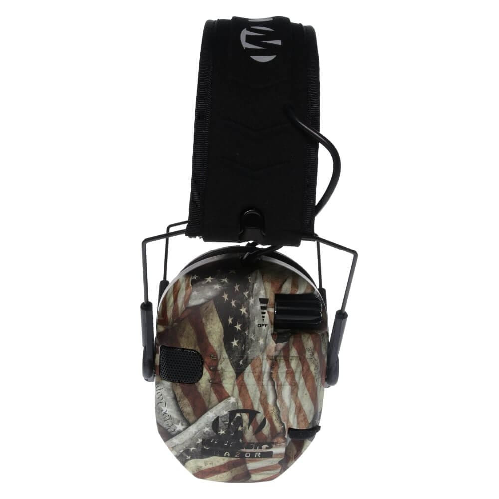 Walker's Razor Slim Electronic Muff Bear Arms American Flag Electronic Ear Ear Muffs GWP-RSEM-BARM
