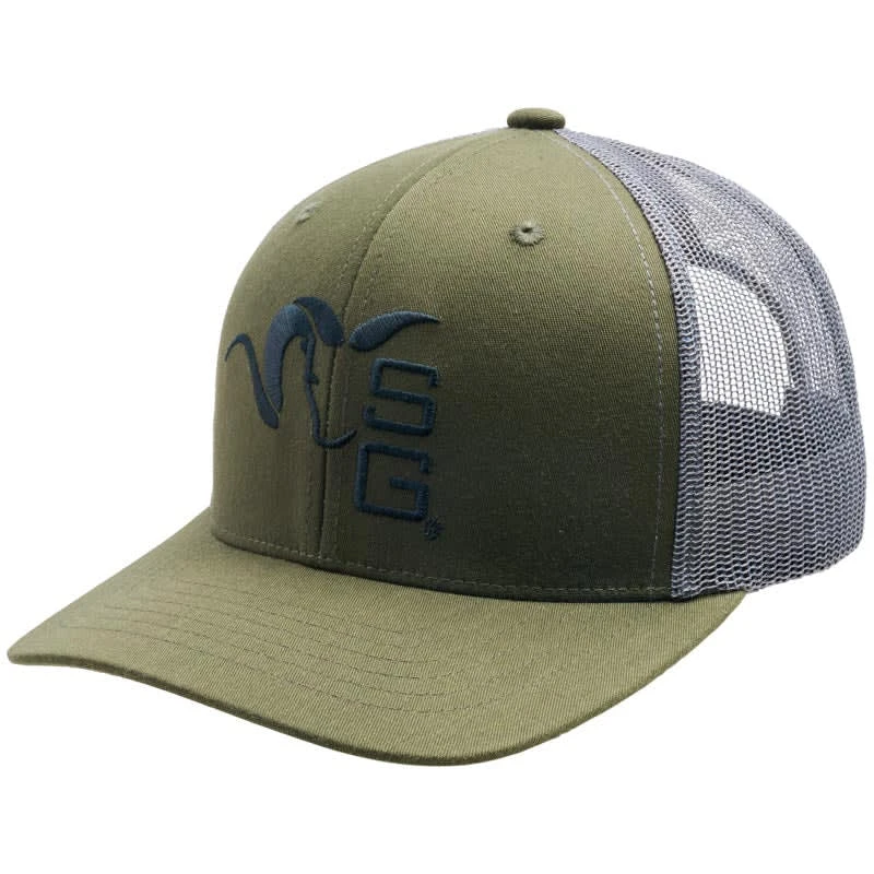 Stone Glacier SG Centered Ram Trucker Hat Army Green One Size Fits Most 60096-AG-OSFM