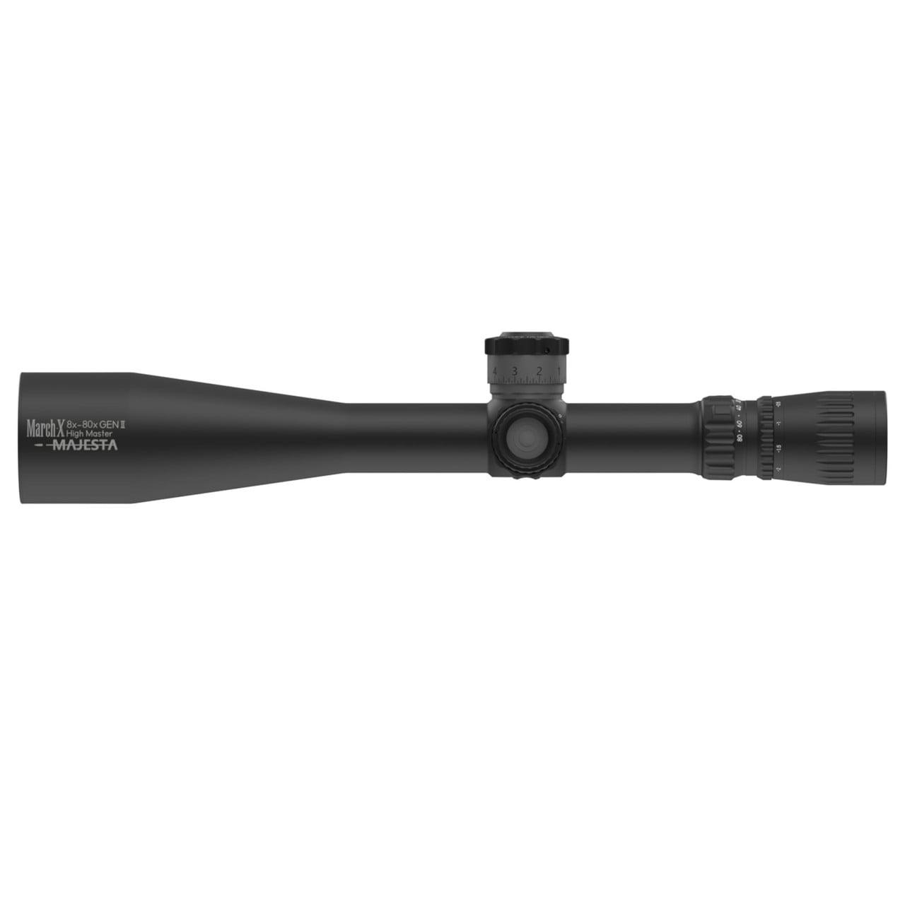 March-X Tactical "High Master" Majesta II 8-80x56mm SFP MTR-W0 1/8MOA 6Level Illum Riflescope w/Mid Wheel & Writable Turrets D80HV56WTIW-G2-MTR-W0
