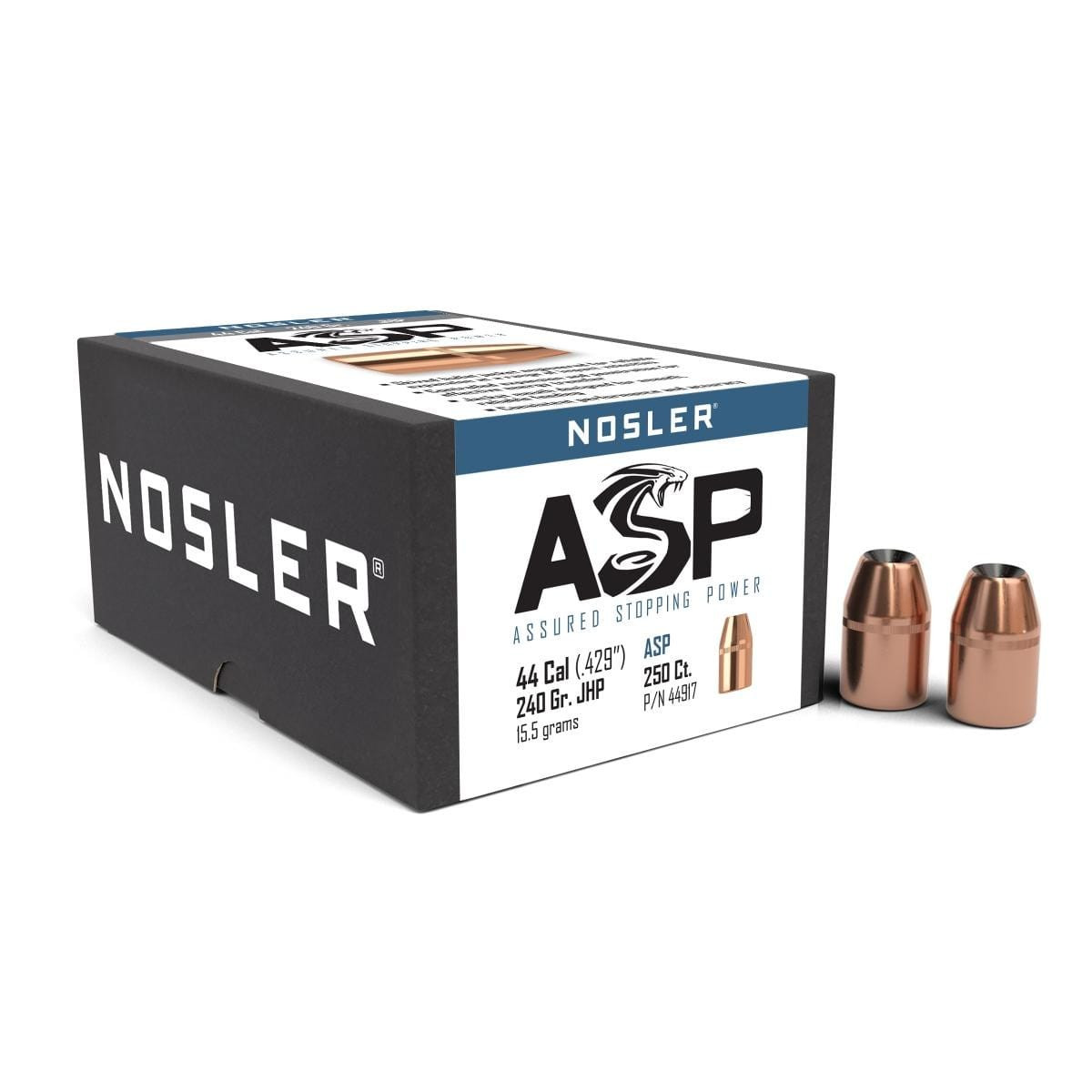 Nosler Handgun Assured Stopping Power ASP-44 240g JHP (.429") (250ct) Bullets 44917