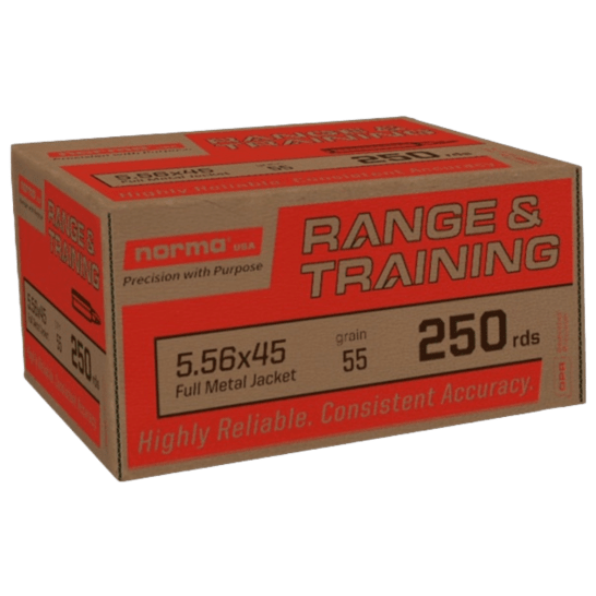 Norma Range & Training FMJ 5.56x45 55gr Centerfire Rifle Ammo (250/box) 701703514