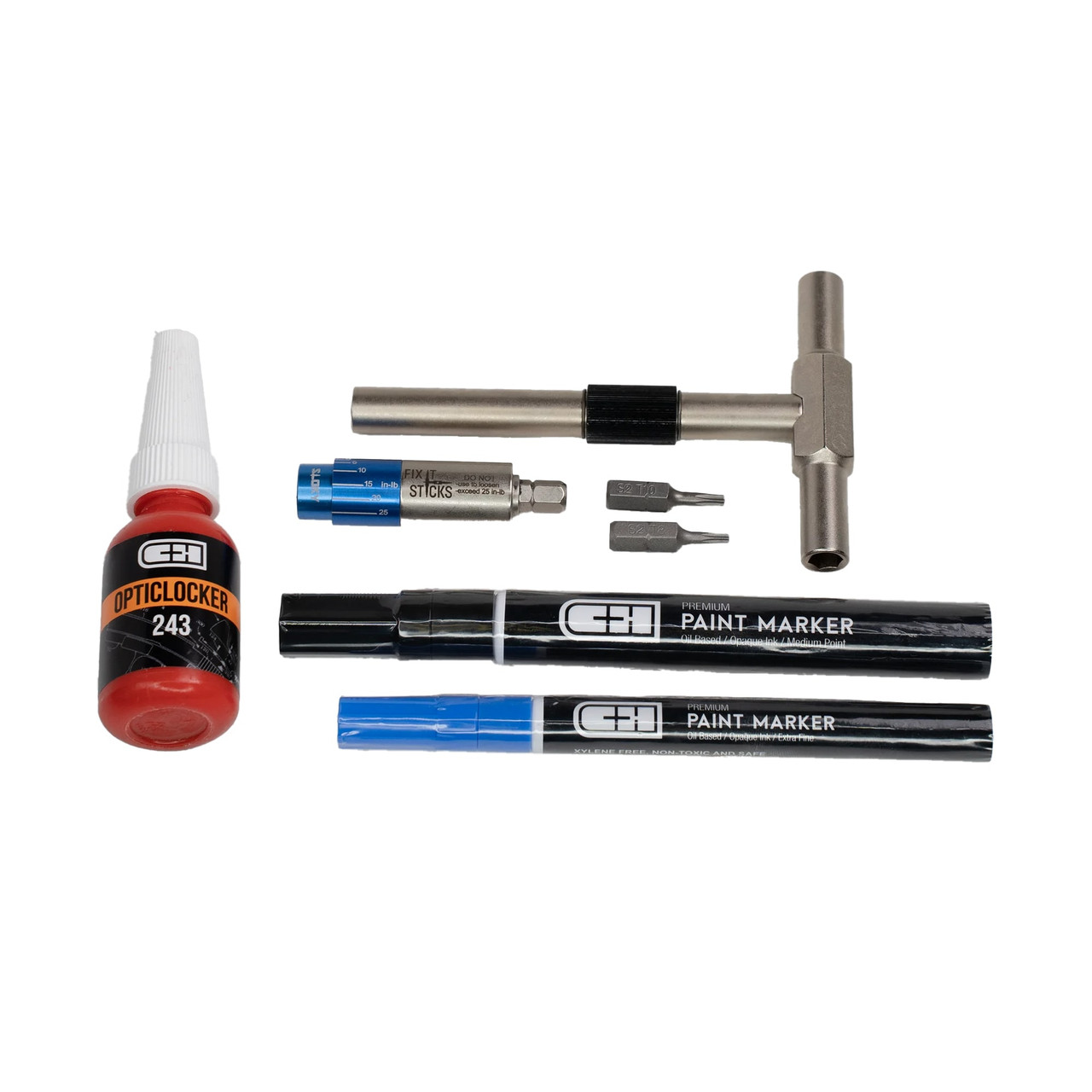 C&H Precision Red Dot Torque Kit Fix It Sticks T-Handle, Fix It Sticks 10"lbs Torque Limiter, T8 Torx Bit, T10 Torx Bit Red-Dot-Maintenance-Kit