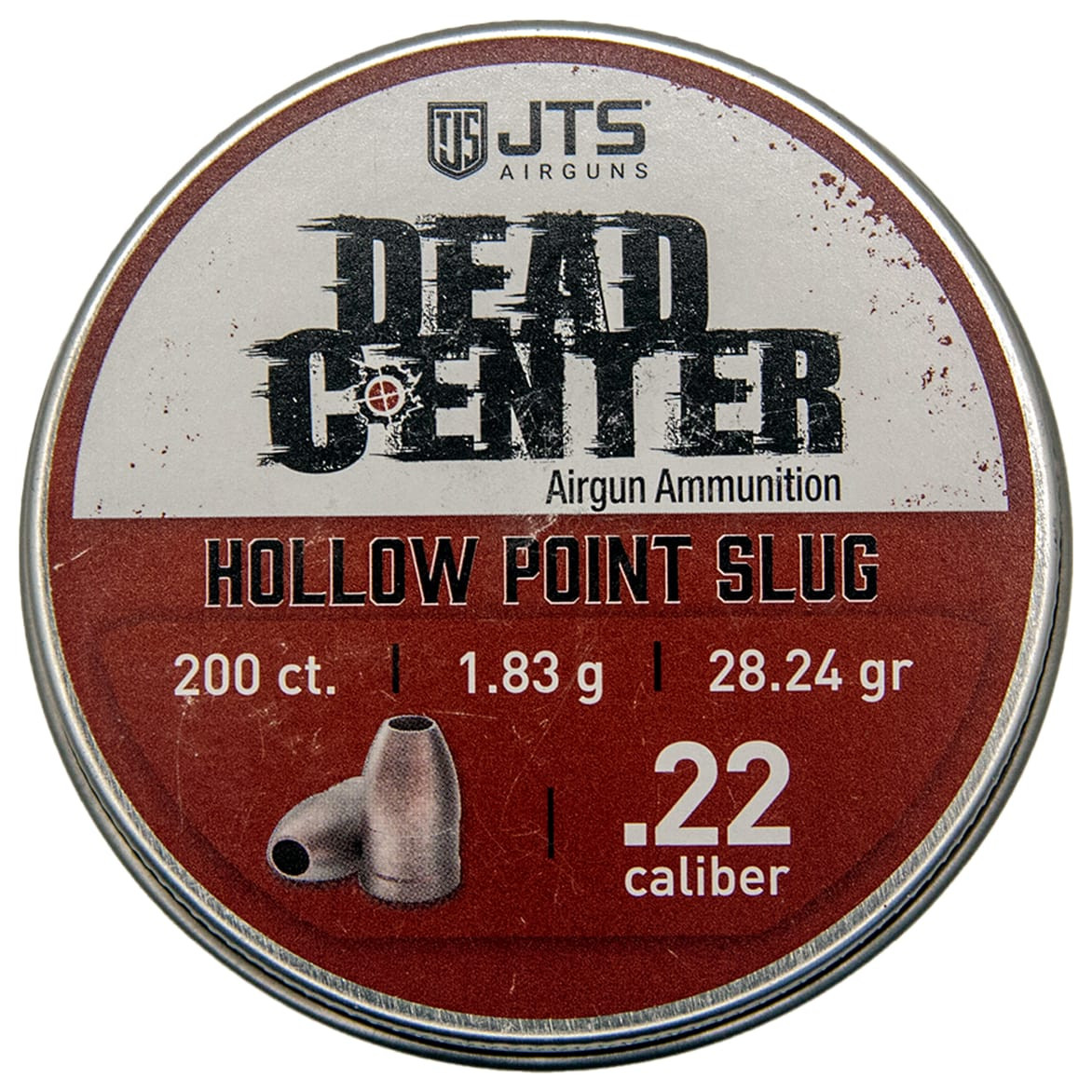 JTS Dead Center Precision .22 Cal 1.83g (28.24gr) Hollow Point Slugs (200 ct) Bulk Package JAC203