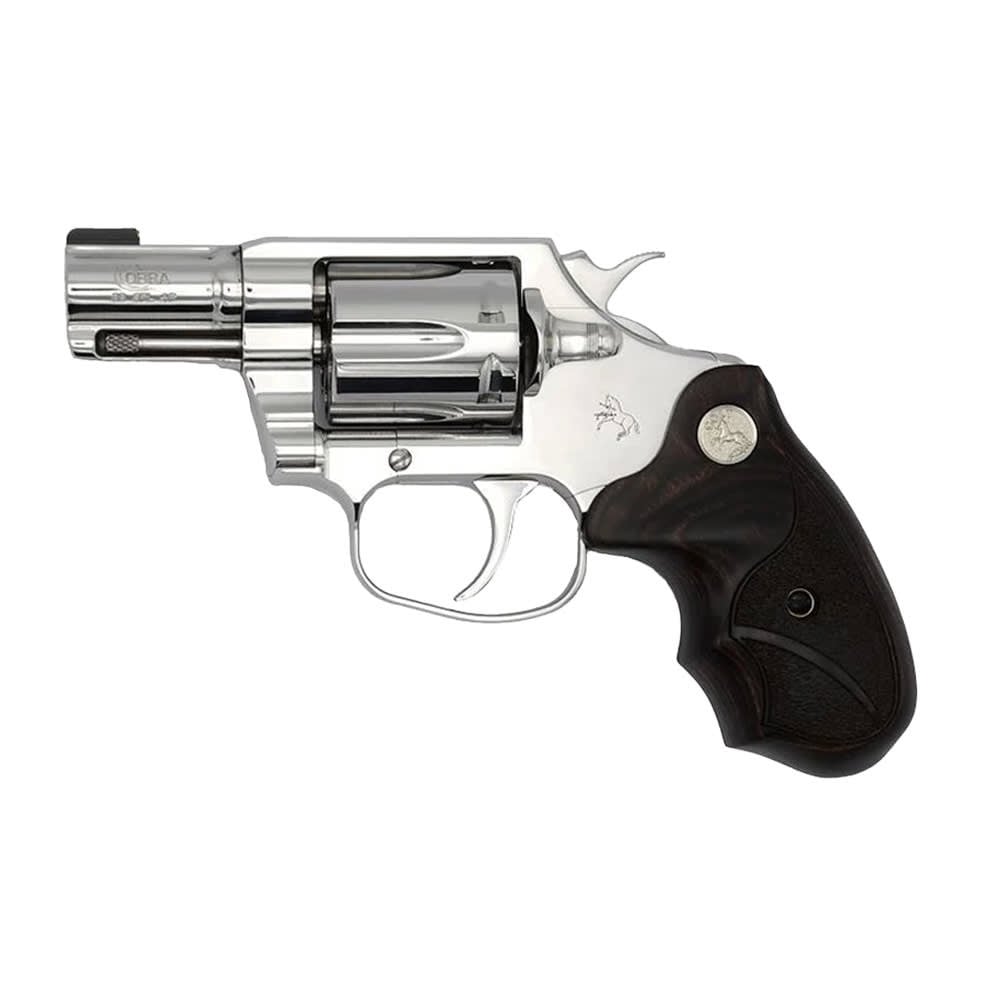Colt Bright Cobra .38 Special+P 2" Bbl DA/SA Brass Bead Front Integral Notch Rear Sight Black Hogue Grip Bright Polished SS Revolver COBRA-SS2BB