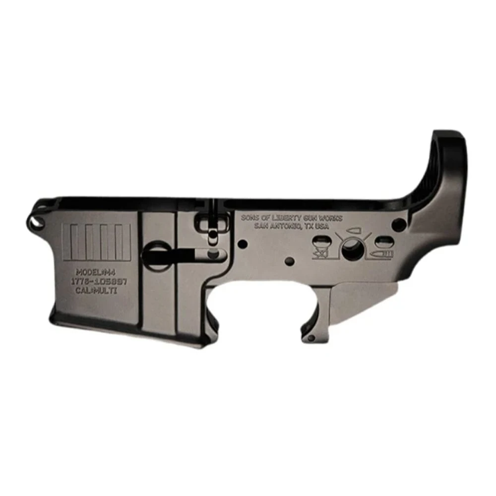 Sons of Liberty Gun Works Stripes Logo Stripped Lower Receiver L-Stripes-A-BLK