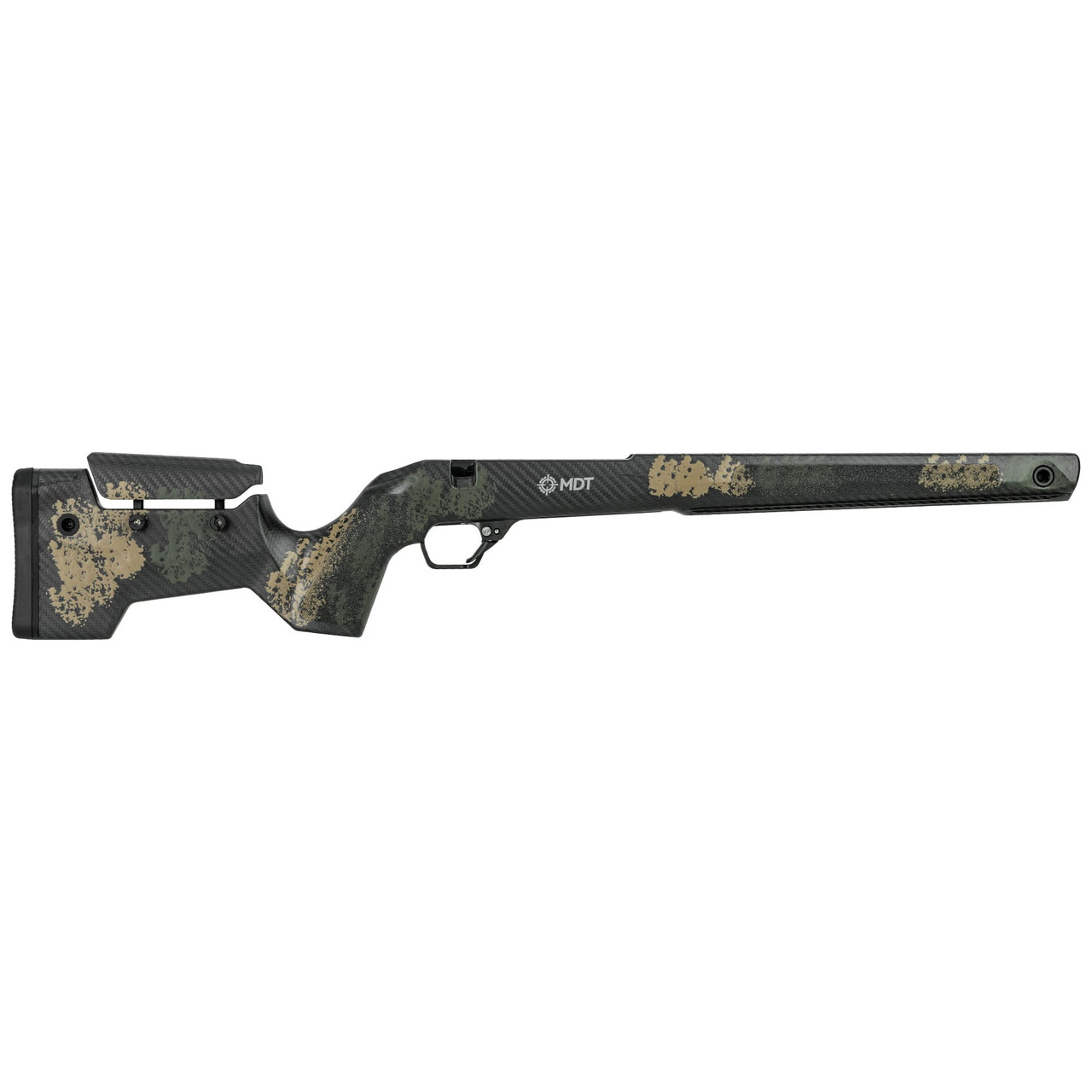 MDT CRBN Tikka T3X Long Action RH Fixed ARCA Bottom Metal Highland Green and Flat Dark Earth Hunter Kit Chassis System 116132-HGF