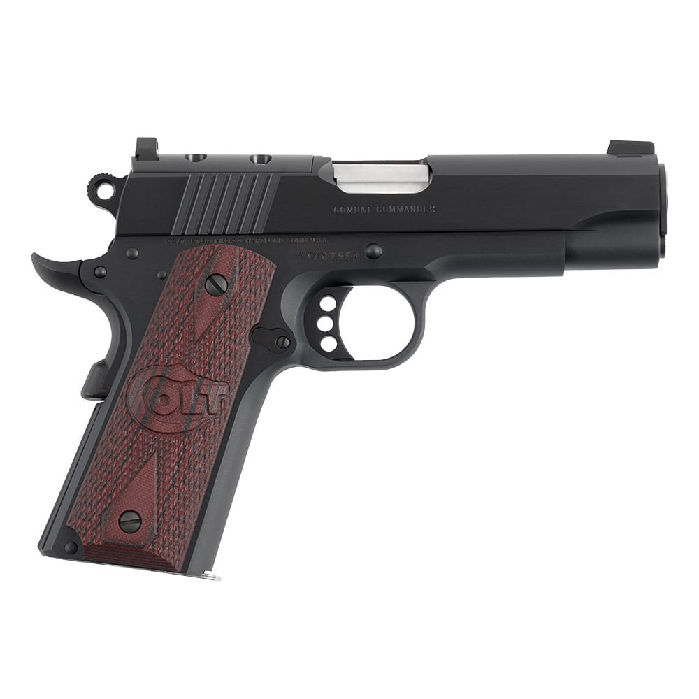 Colt 1911 Combat Commander 9mm 4.25" Bbl Series 80 White Dot Front/Black Serrated Rear Sight OR 9+1 Cap G10 Cherry Grip Blued Pistol O4942XE-OR