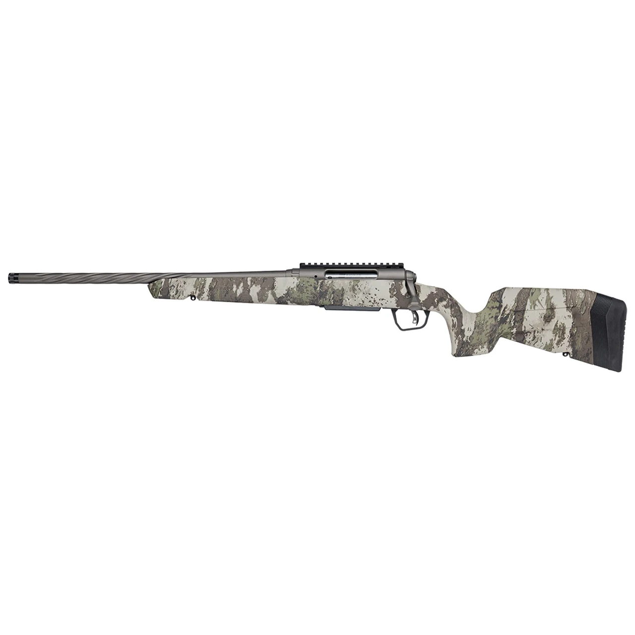 Savage Arms G4 Axis 2 Pro Woodland LH .22-250 REM 1:12" 1/2x28 20" Heavy Sporter Spiral Fluted Bbl Carbon Steel/Synth Gun Metal BRZ Rifle 33224