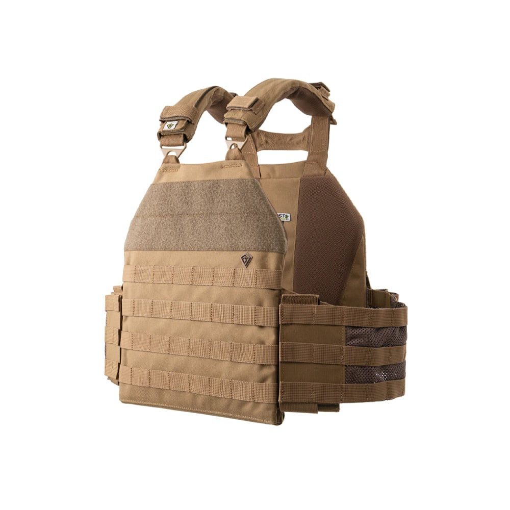 First Tactical Specialist Plate Rack 1000D Nylon Coyote Plate Carrier for 10x12 Plates w/ Indexing Closure System & Padded Plate Pocket 118003-060-1SZ