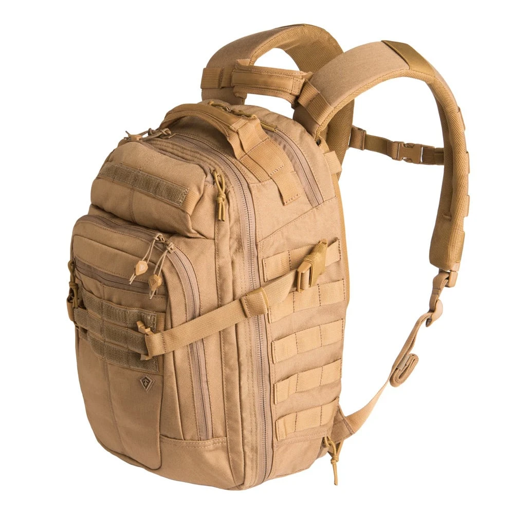 First Tactical Specialist Half-Day 25L Coyote Backpack w/ Shovel Backboard & YKK Zippers 180006-060-1SZ