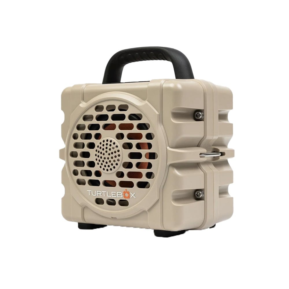 Turtlebox CUB Outdoor Bluetooth Speaker with 2-Unit Pairing & Party Mode, Steel Tie-Downs, 8.6"x7.2"x5.8", 5.3lbs, Tan TB-CUB-G1-TAN-1