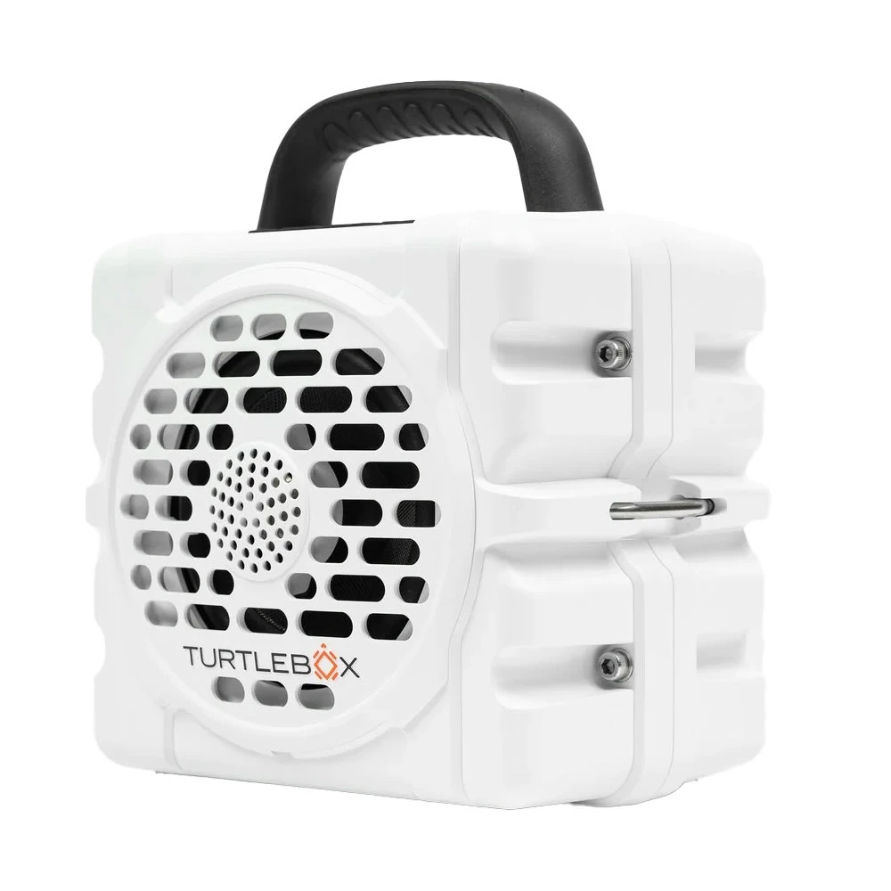 Turtlebox CUB Outdoor Bluetooth Speaker with 2-Unit Pairing & Party Mode, Steel Tie-Downs, 8.6"x7.2"x5.8", 5.3lbs, White TB-CUB-G1-WHT-1