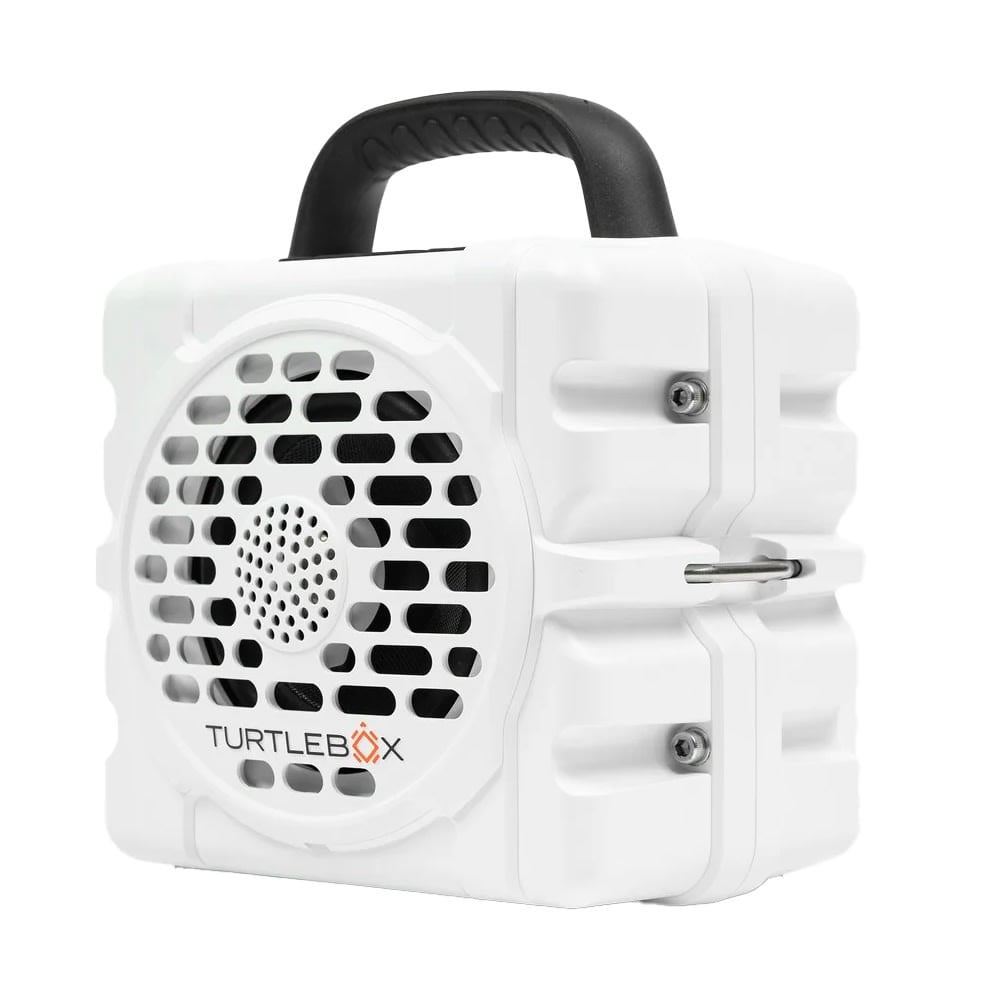 Turtlebox CUB Outdoor Bluetooth Speaker with 2-Unit Pairing & Party Mode, Steel Tie-Downs, 8.6"x7.2"x5.8", 5.3lbs, White TB-CUB-G1-WHT-1