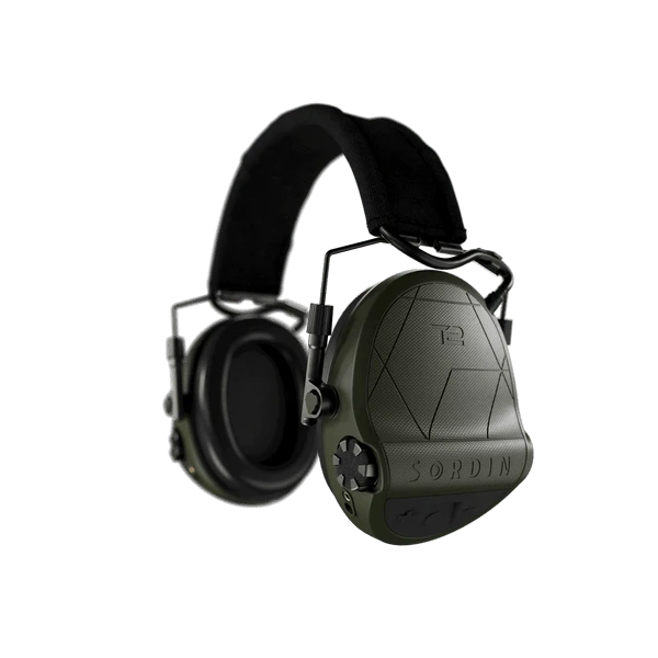 Sordin T2 Black Textile Memory Foam Headband Green Cups Hearing Protector 303006-11P