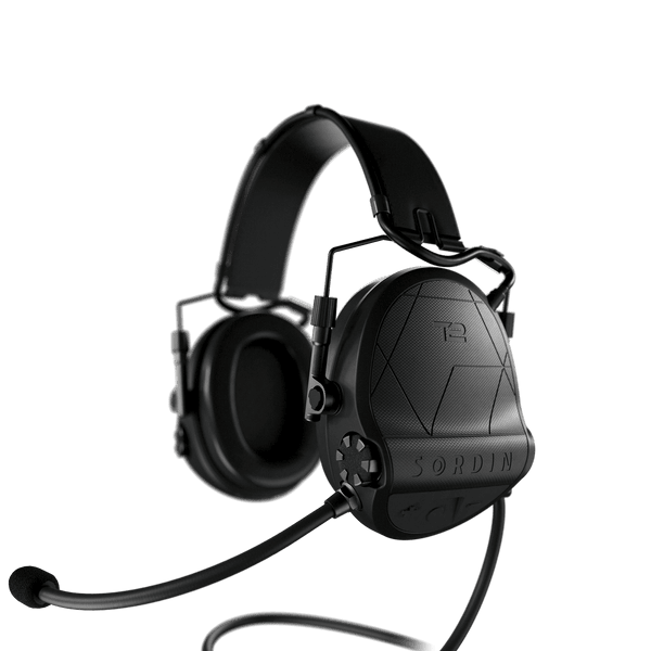 Sordin T2 CC Black Leather Memory Foam Headband Black Cups Hearing Protector 304004-10P