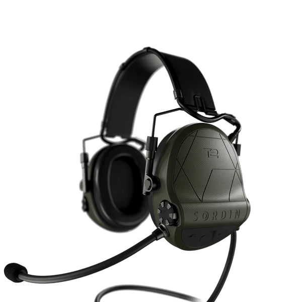 Sordin T2 CC Black Leather Memory Foam Headband Green Cups Hearing Protector 304006-10P
