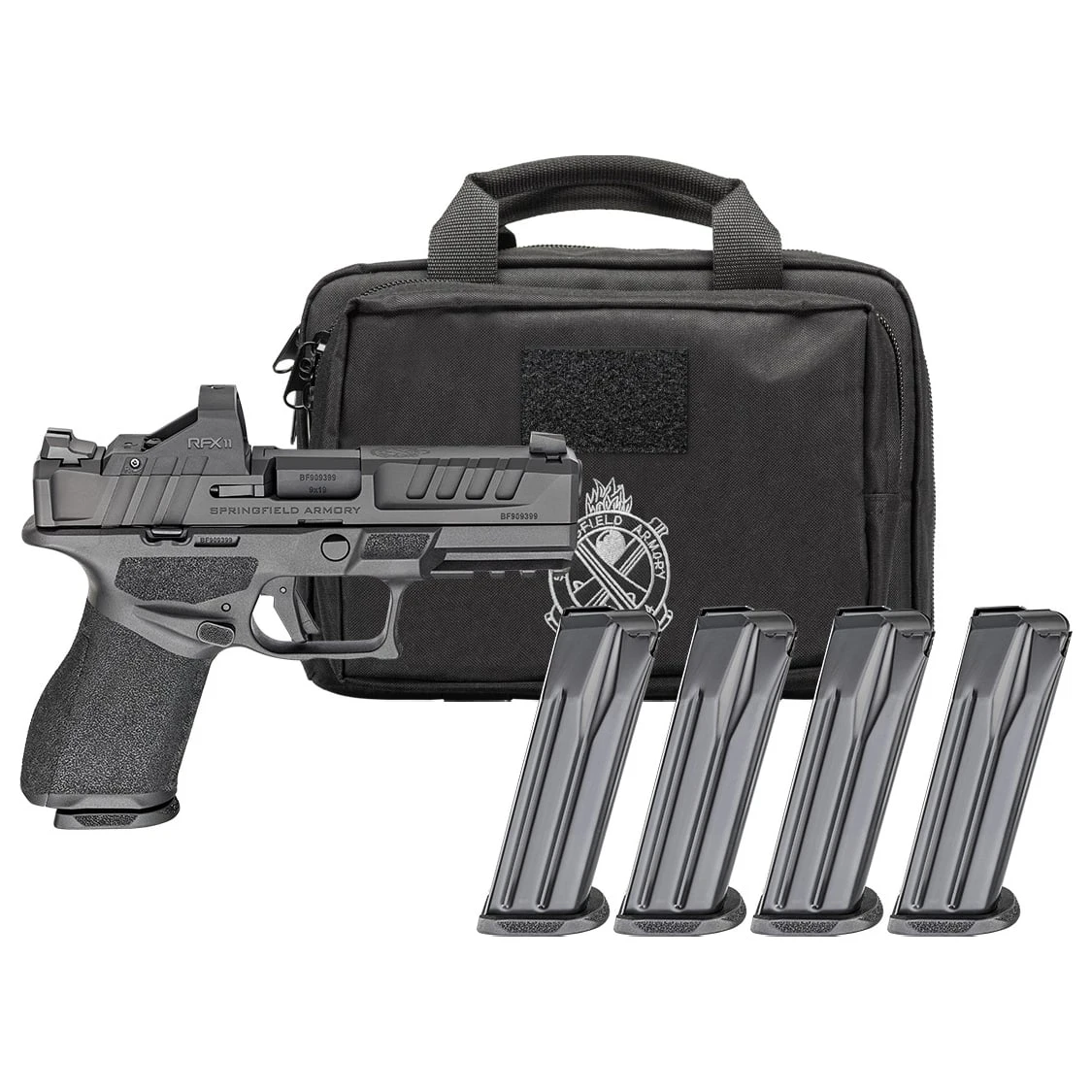 Springfield Armory Echelon 4.0C Compact 9mm 4" Bbl Black CA Compliant Handgun w/ Viridian RFX11 Optic, Pistol Bag, 4x10rd Mags EC9409BCA-PAC
