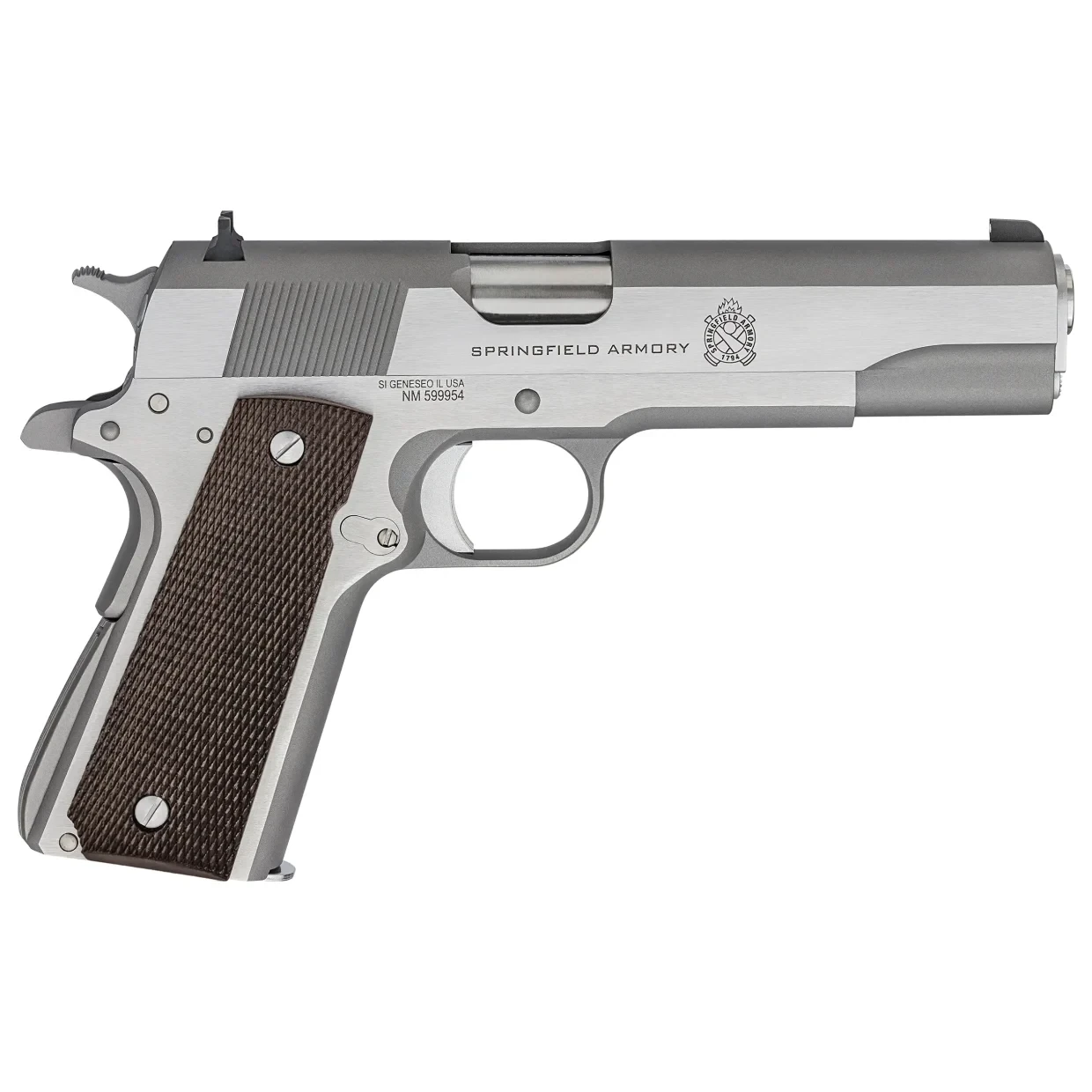 Springfield Armory 1911 Mil-Spec .45 ACP 5" Bbl Stainless Handgun w/ Fixed 3-Dot Sights, 1x7rd Mag PBD9151L