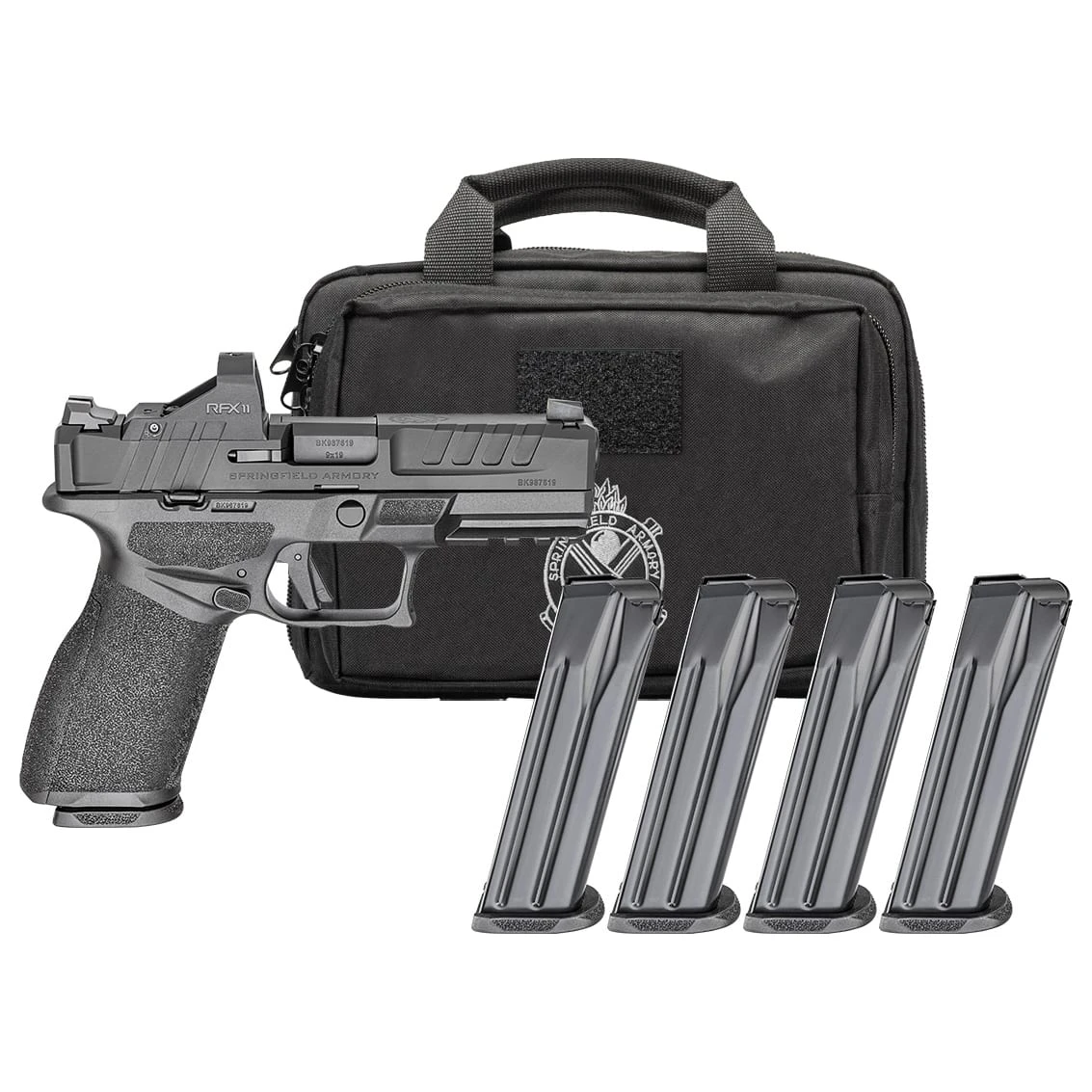 Springfield Armory Echelon 4.0FC 9mm 4" Bbl Black CA Compliant Handgun w/ Viridian RFX11 Optic, Pistol Bag, 4x10rd Mags EC9409BFCCA-PAC