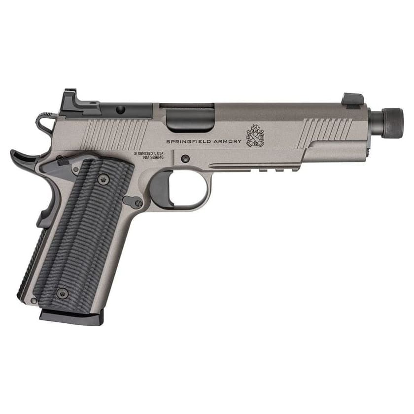 Springfield Armory 1911 Operator .45 ACP 5" Threaded Bbl Gray Handgun w/ AOS Plate, U-Notch Tritium Sights, 2x8rd Mags POT9230TAOS