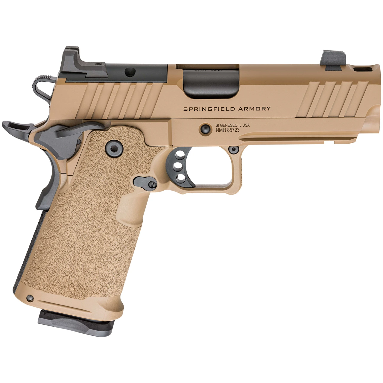 Springfield Armory 1911 DS Prodigy 9mm 4.25"Bbl Coyote Brown Handgun w/AOS Plate, U-Notch Tritium Sights, Comp, 1x17rd & 1x20rd Mags PH9117AOSCB-COMP