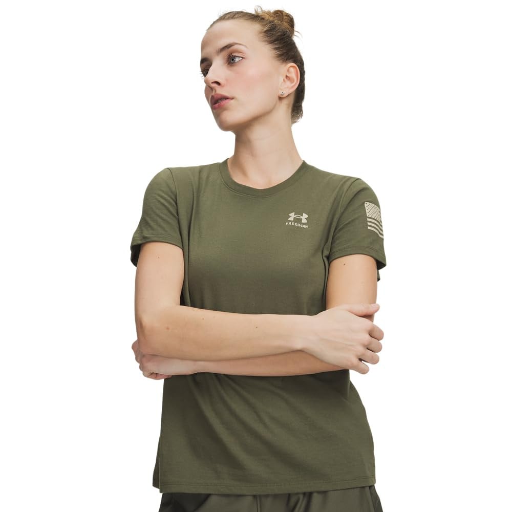Under Armour Women's Freedom Flag Shortsleeve Marine OD Green/Desert Sand Shirt 6017060-39000