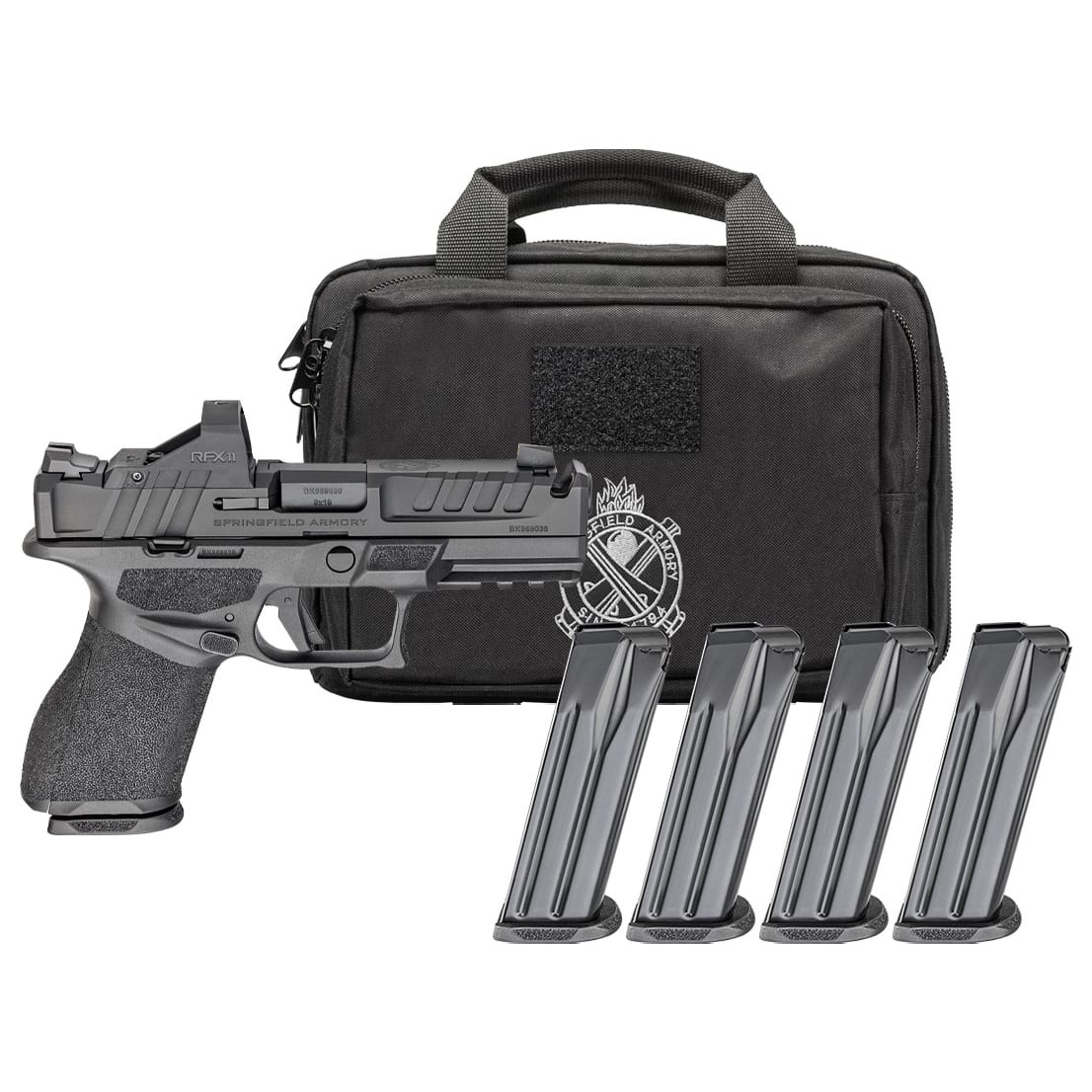 Springfield Armory Echelon 4.0C Compact 9mm 4" Bbl Black Handgun w/ Viridian RFX11 Optic, Pistol Bag, 4x15rd Mags EC9409B-COMP-15-PAC