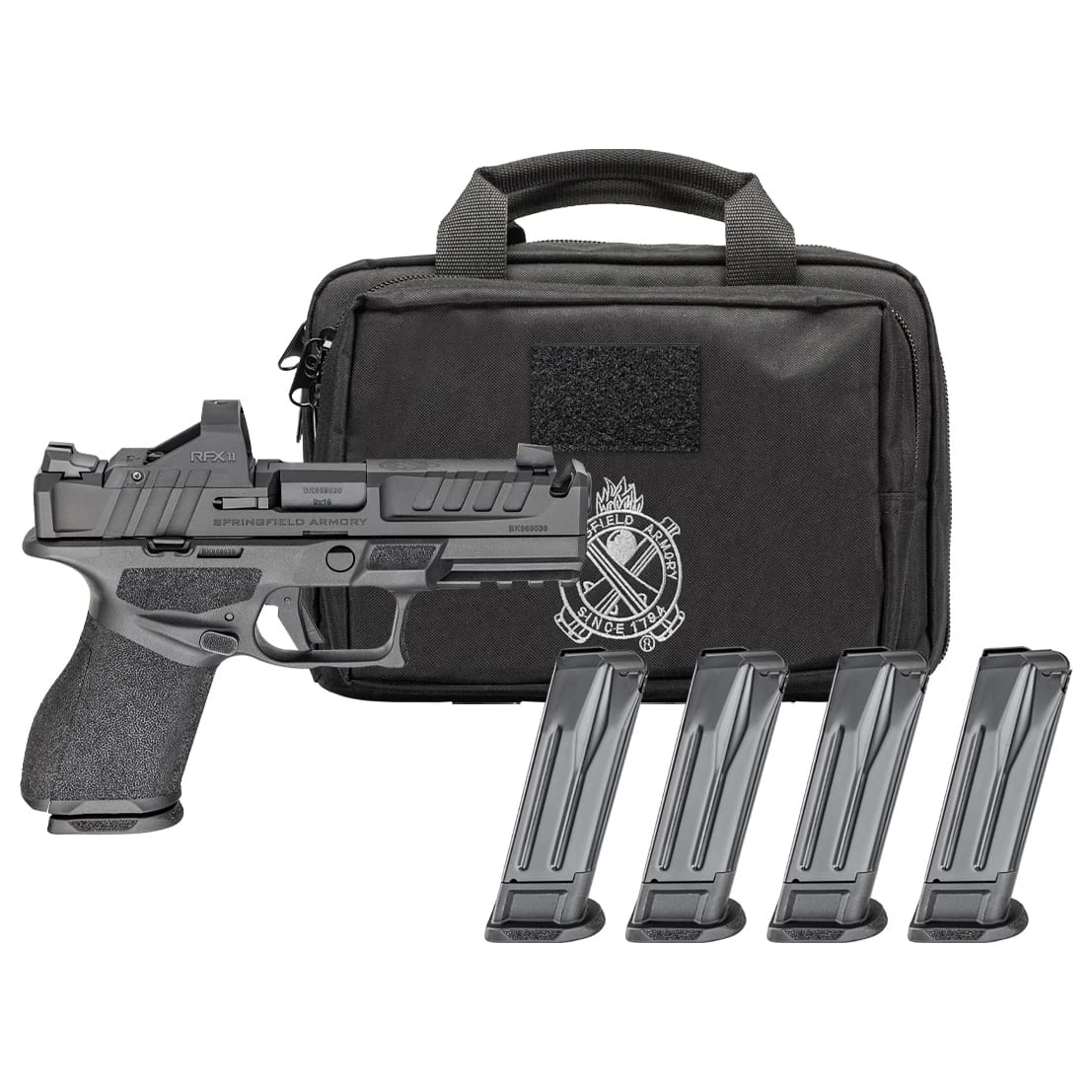 Springfield Armory Echelon 4.0C Compact 9mm 4" Bbl Black Handgun w/ Viridian RFX11 Optic, Pistol Bag, 4x10rd Mags EC9409BLC-COMP-PAC