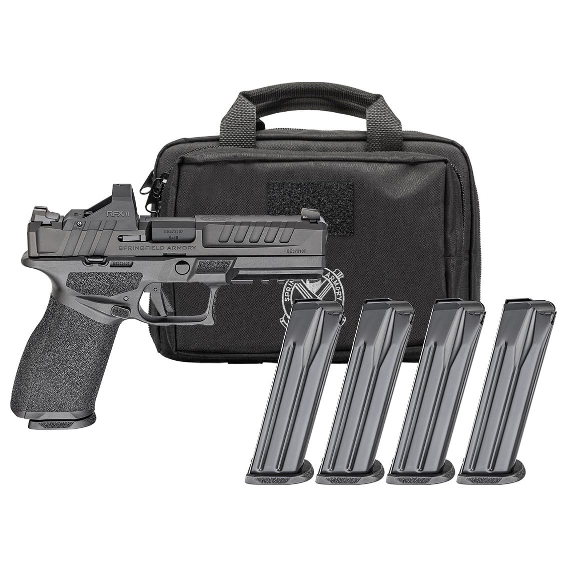 Springfield Armory Echelon 4.5F Full Size 9mm 4.5" Bbl Black Handgun w/ Viridian RFX11 Optic, Pistol Bag, 3x17rd & 1x20rd Mags EC9459B-PAC