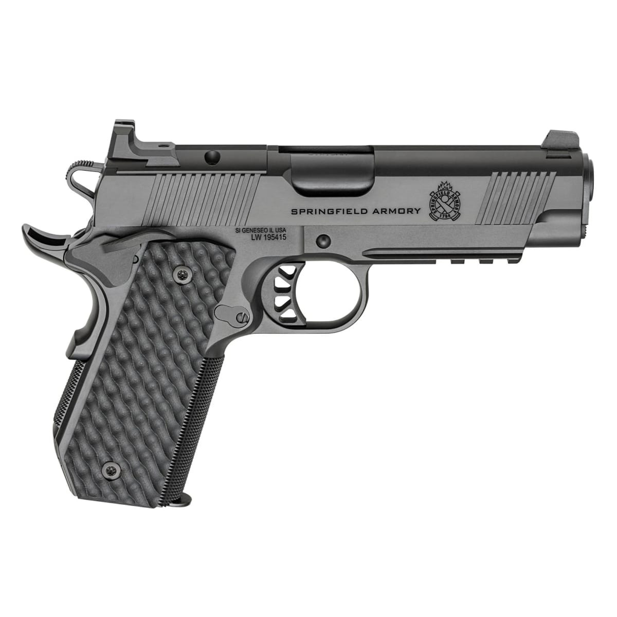 Springfield Armory 1911 Tactical Response 9mm 4.25"Bbl CC Cut Black Handgun w/AOS Plate, U-Notch Trit Sights, Light Rail,3x9rd Mags PC9127LR-CCAOS