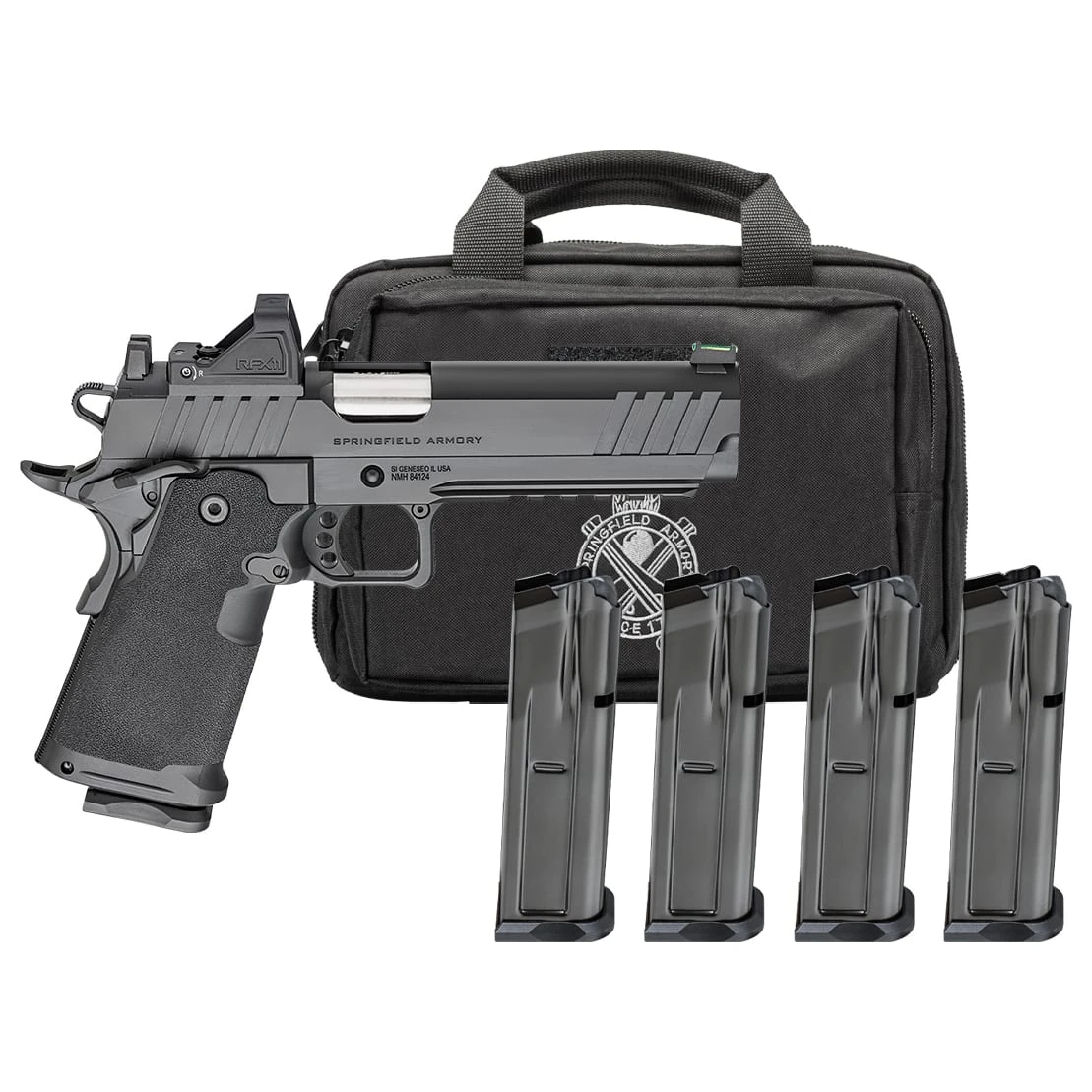 Springfield Armory 1911 DS Prodigy 9mm 5" Bbl Black Handgun w/ Viridian RFX11 Optic, Pistol Bag, 4x10rd Mags PH9119AOSLC-COMP-PAC