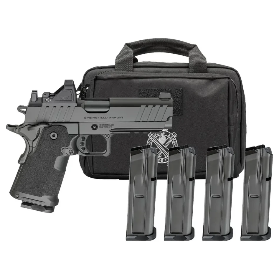 Springfield Armory 1911 DS Prodigy 9mm 5" Bbl Black Handgun w/ Viridian RFX11 Optic, Pistol Bag, 4x10rd Mags PH9119AOSLC-PAC