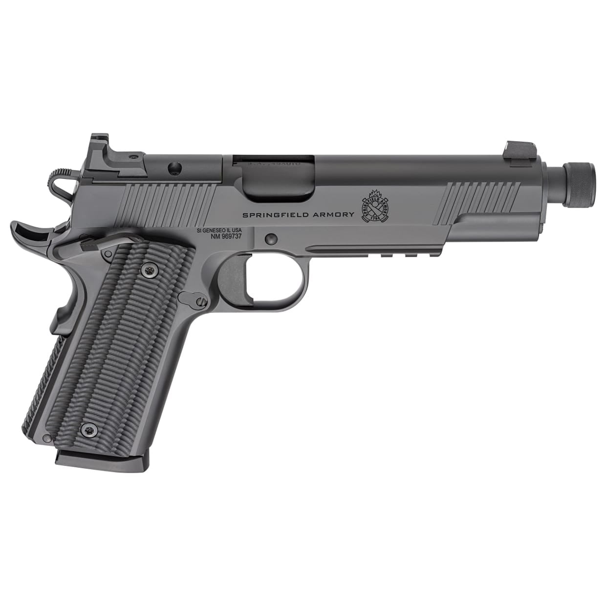 Springfield Armory 1911 Operator .45 ACP 5" Threaded Bbl Black Handgun w/ AOS Plate, U-Notch Tritium Sights, 2x8rd Mags POT9240AOS