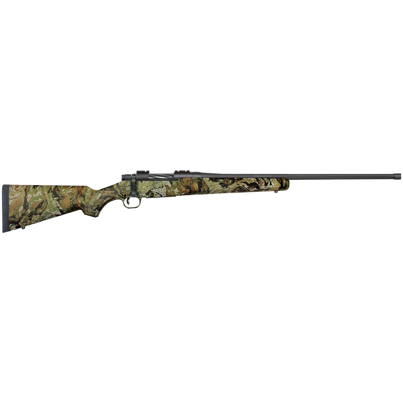 Mossberg Patriot .243 Win 22" Fluted & Threaded Bbl Bolt Action Rifle w/ 5rd Box Magazine, Synthetic Stock, Veil Ancient Bark Camo 28199