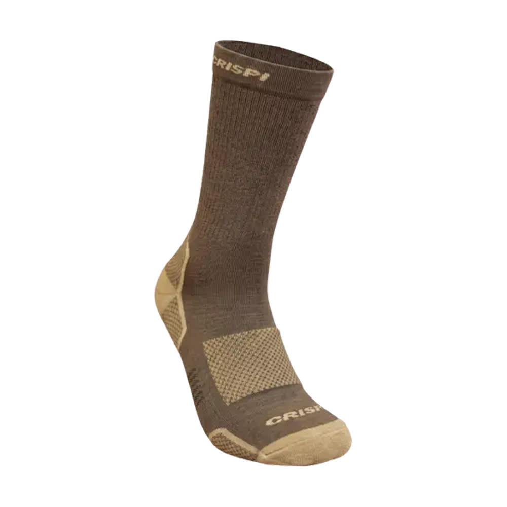 Crispi Ridge 3-Quarter Crew Top Lightweight Sock Brown 4578-Brown, Large - CRISPI