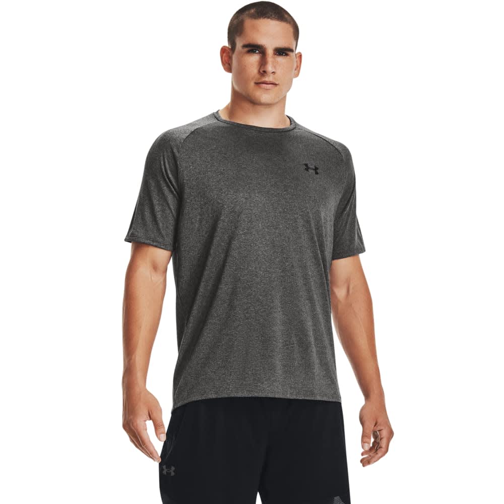 Under Armour Men's Tech 2.0 Shortsleeve Carbon Heather/Black Shirt 1326413-09000, Medium/Tall - Under Armour