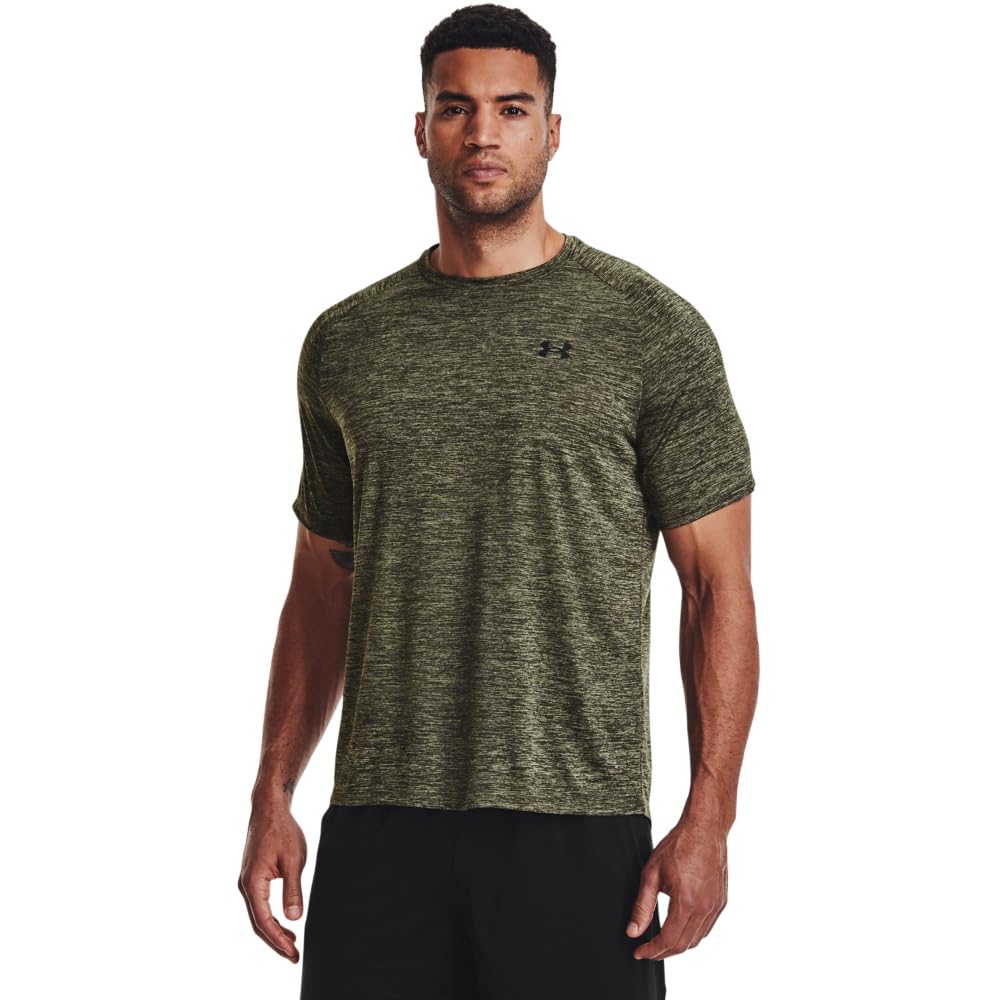Under Armour Men's Tech 2.0 Shortsleeve Marine OD Green/Black Shirt 1326413-39000, 3XL - Under Armour