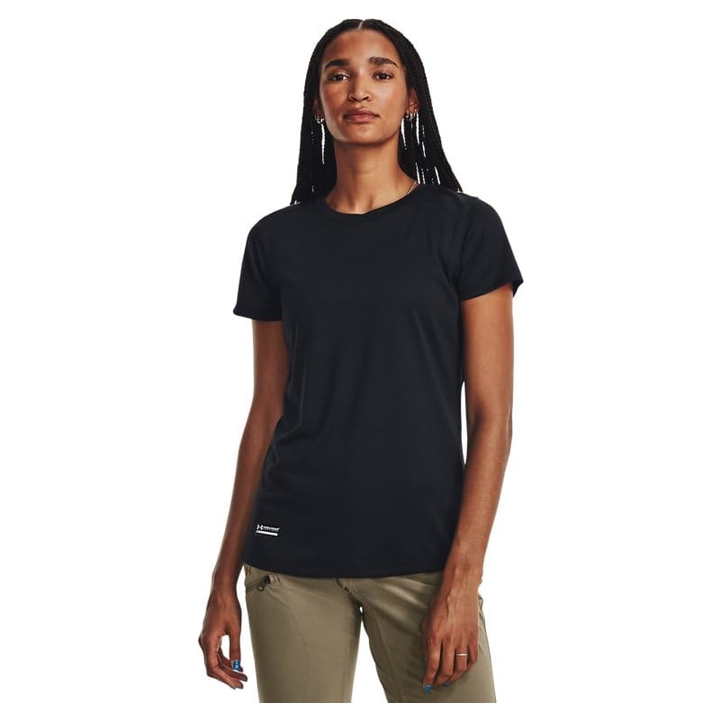 Under Armour Women's Tactical Tech Shortsleeve Dark Navy Blue/Black Shirt 1343357-46500, Small - Under Armour