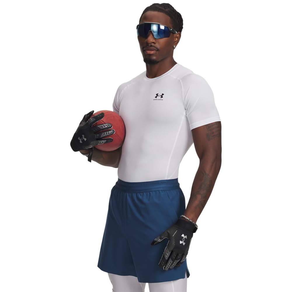 Under Armour Men's Heatgear Shortsleeve White/Black Compression Shirt 1361518-10000, 3XL/Tall - Under Armour