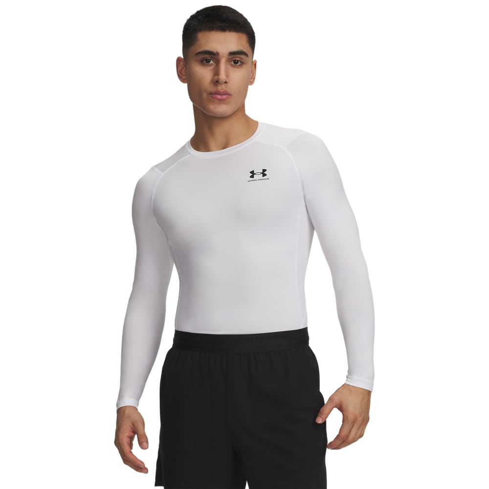 Under Armour Men's Heatgear Longsleeve White/Black Compression Shirt 1361524-10000, 3XL - Under Armour