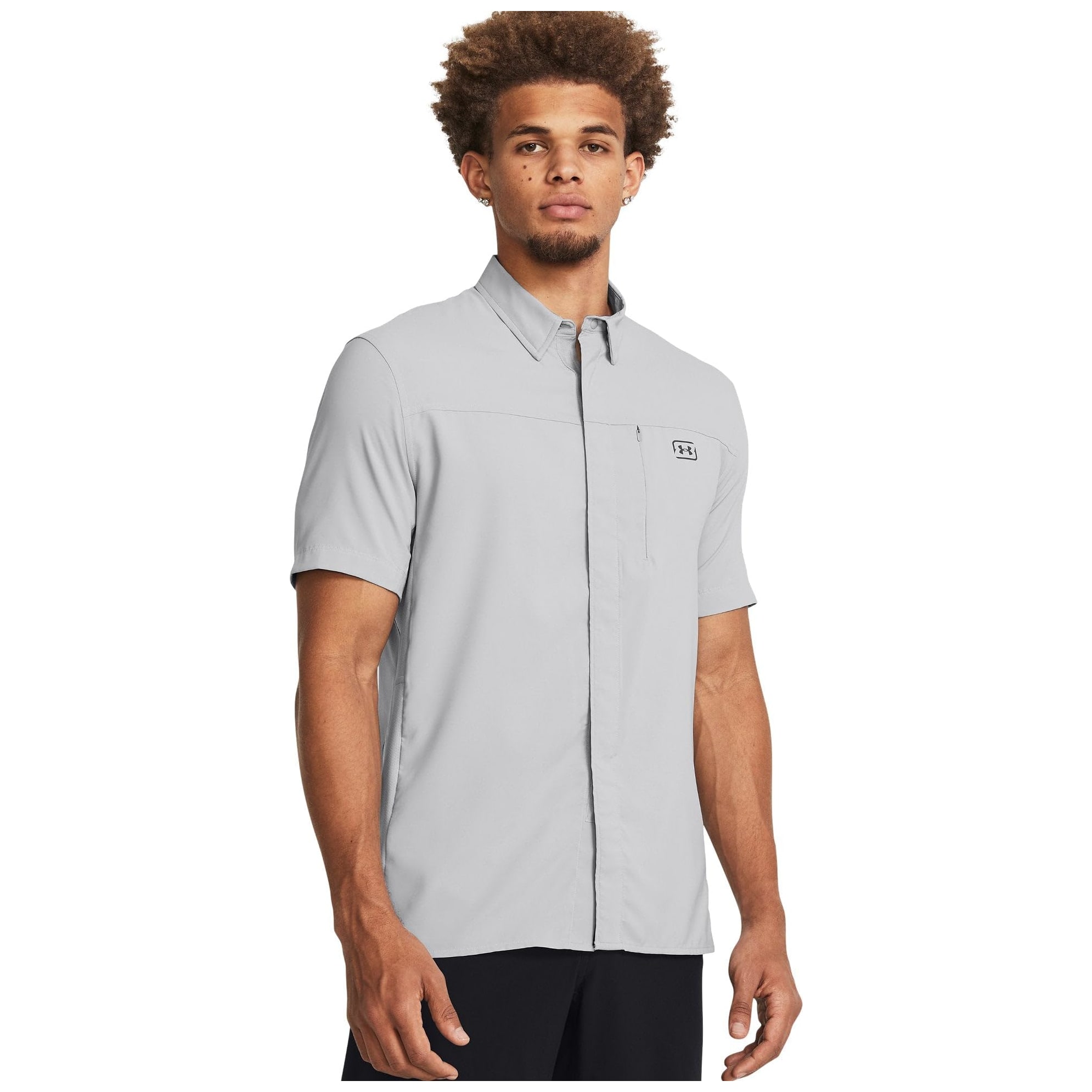 Under Armour Men's Fish Pro Hybrid Woven Shortsleeve Mod Gray/Castlerock Shirt 1383571-01100, XL - Under Armour