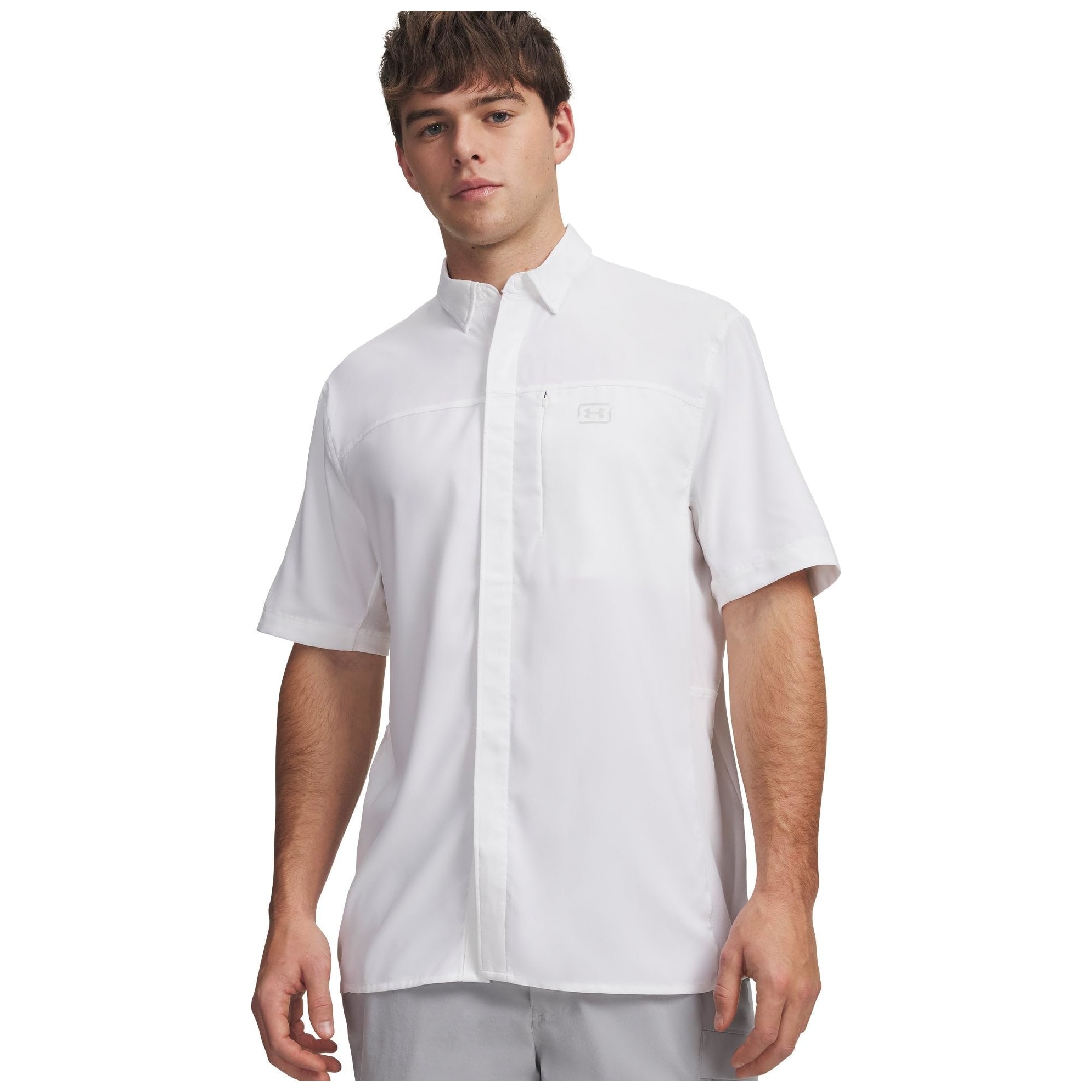 Under Armour Men's Fish Pro Hybrid Woven Shortsleeve White/Halo Gray Shirt 1383571-10000, XXL - Under Armour
