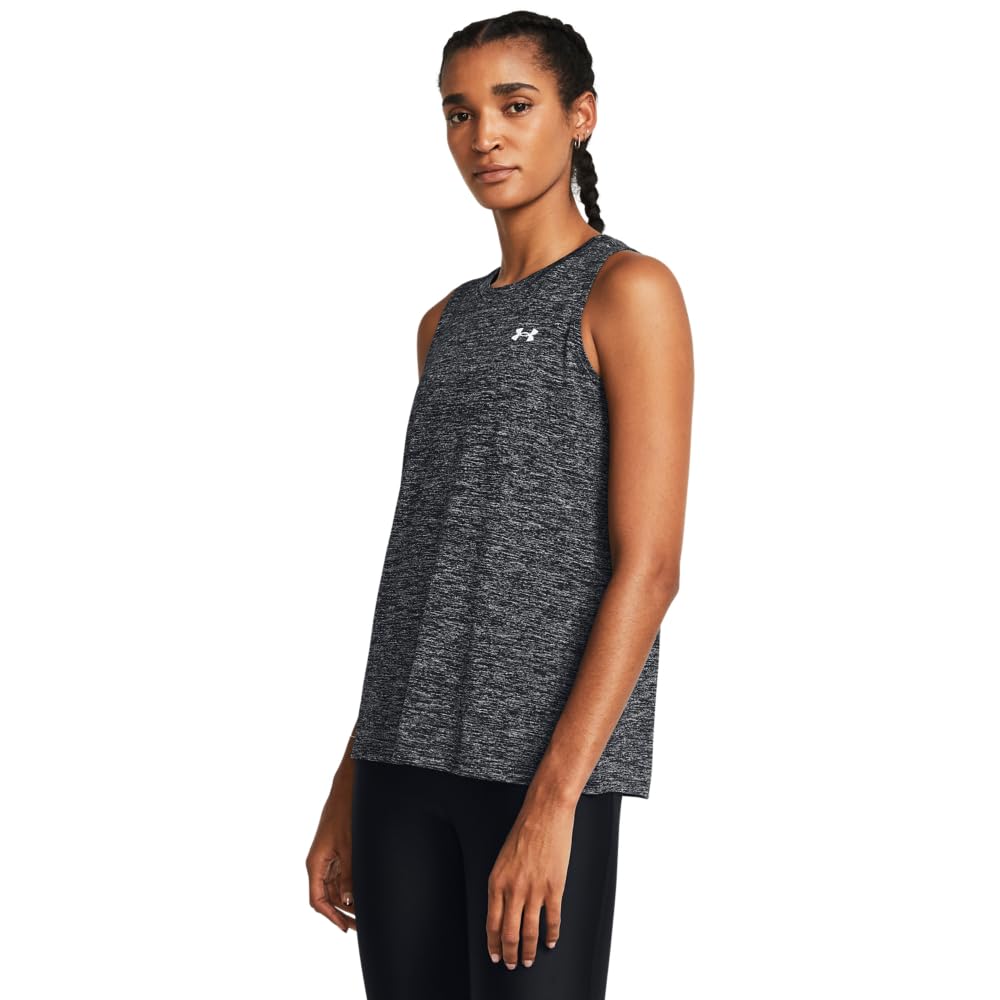 Under Armour Women's Tech Twist Sleeveless Black/White Shirt 1383656-00100, Small - Under Armour