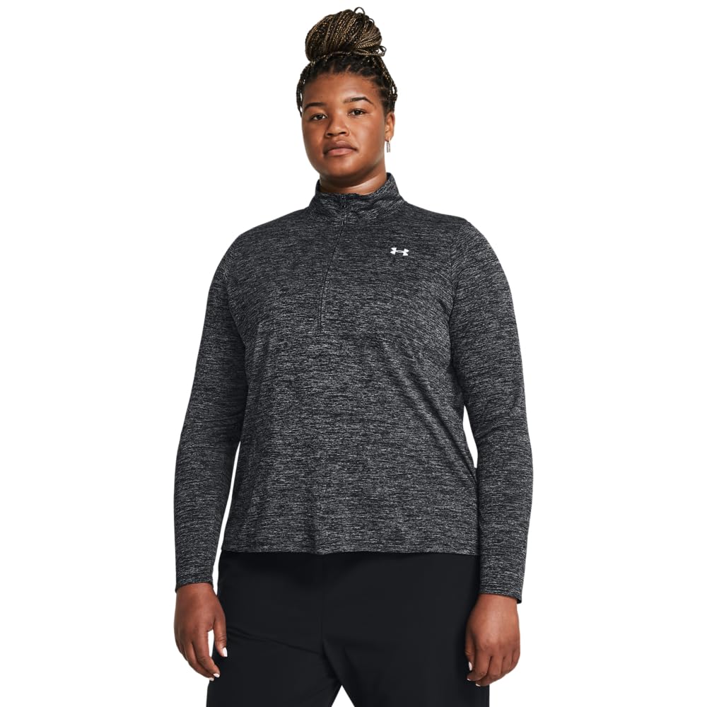 Under Armour Women's Tech Half-Zip Twist Longsleeve Black/White Shirt 1384225-00100, Medium - Under Armour