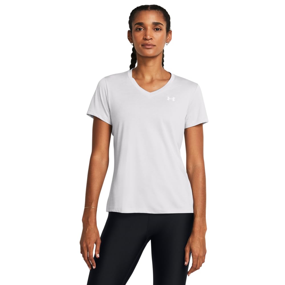 Under Armour Women's Tech Twist Shortsleeve Halo Gray/White Shirt 1384227-01400, XL - Under Armour
