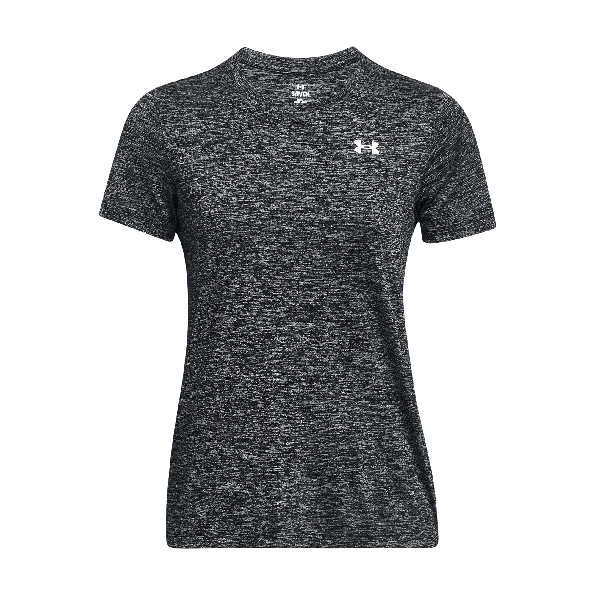 Under Armour Women's Tech Twist Shortsleeve Black/White Shirt 1384230-00100, XS - Under Armour