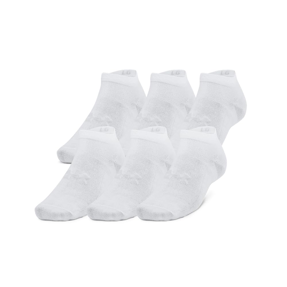 Under Armour Adult Unisex Essential White/Halo Gray Low Socks 1386239-10000, Large - Under Armour