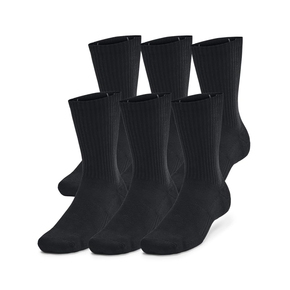Under Armour Adult Unisex TC Black/White Crew Top Socks 1386315-00100, Medium - Under Armour