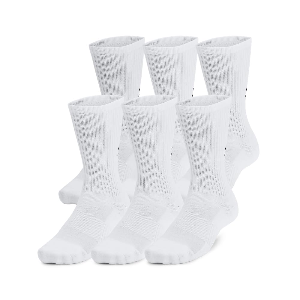 Under Armour Adult Unisex TC White/Black Crew Top Socks 1386315-10000, Large - Under Armour
